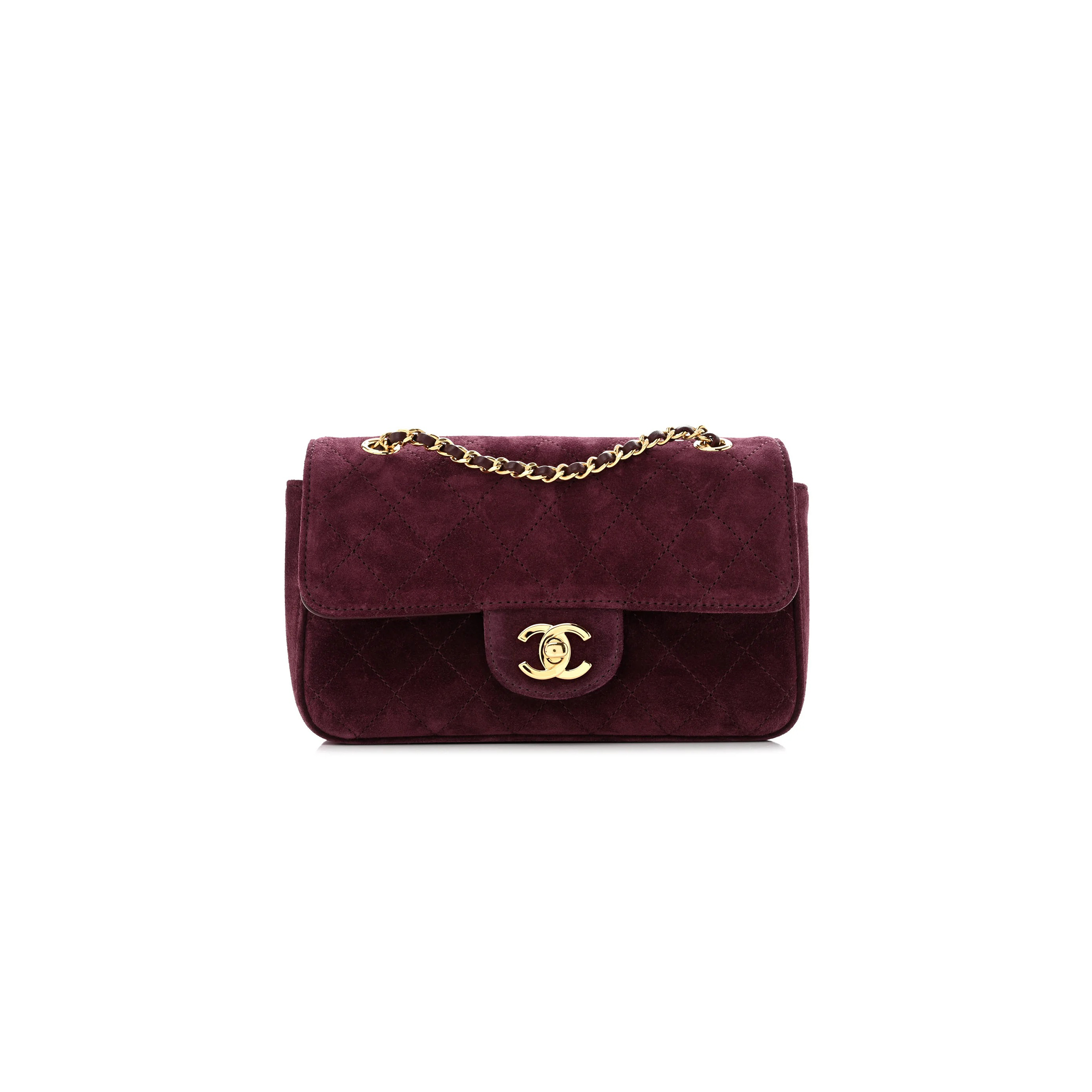 CHANEL SUEDE CALFSKIN MINI SOUPLISSIMO FLAP BURGUNDY (20*13*6cm)